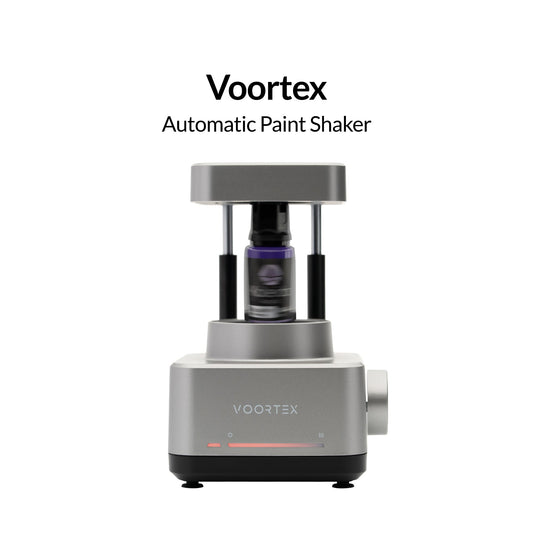 Gaahleri Voortex automatic paint shaker with a dropper bottle locked in