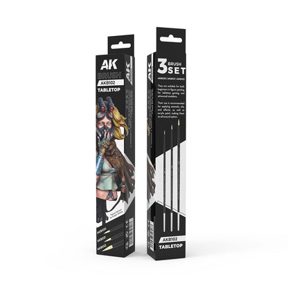 AK Interactive AKB102 Tabletop brushes AKB020, AKB021 and AKB022