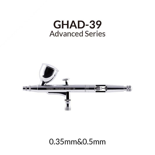 Gaahleri GHAD-39 Advanced Series airbrush with gravity cup, side view