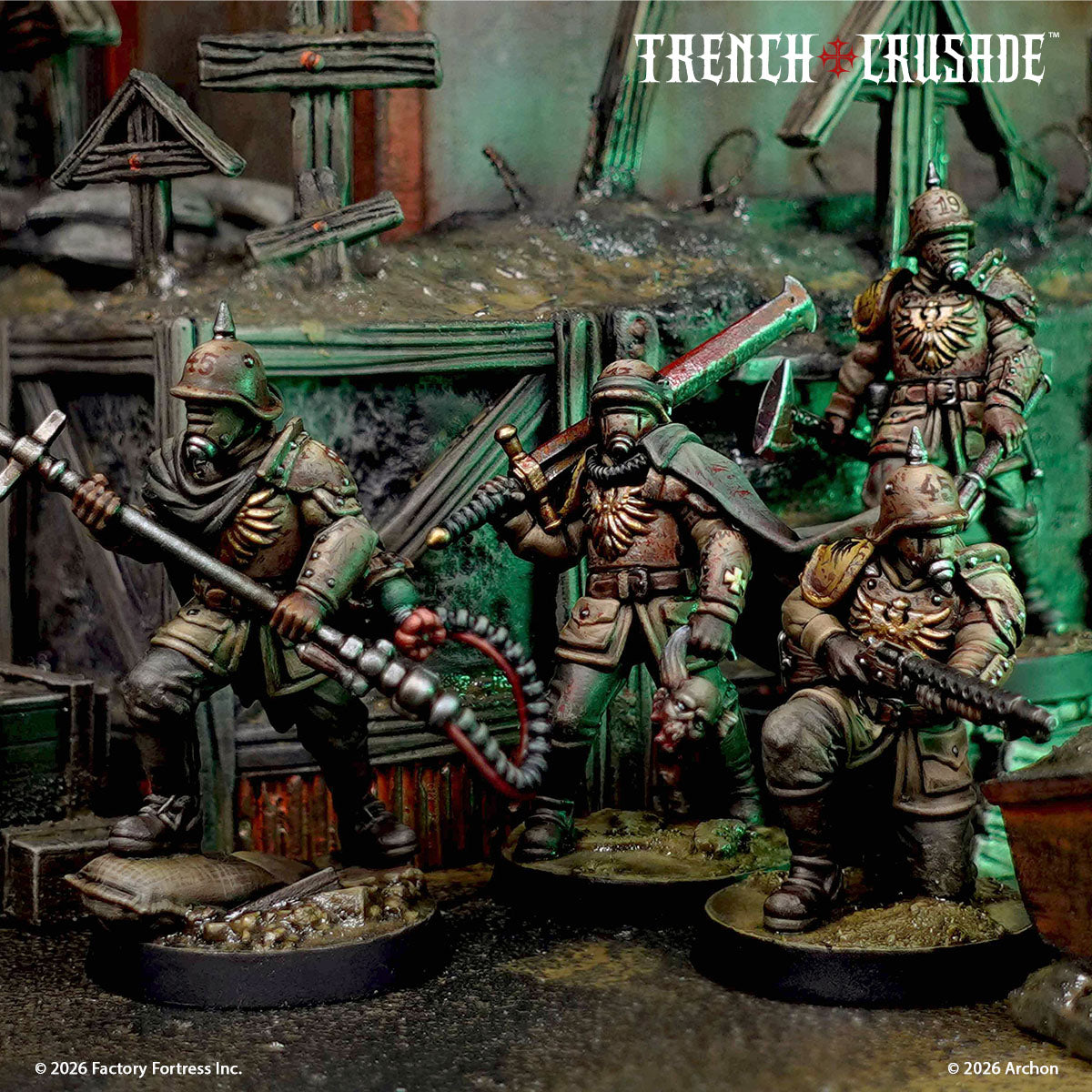 Painted Prussian Stosstruppen in a ruined battlefield scene