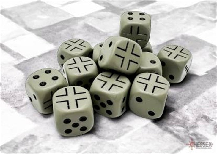 Chessex Dice: Germany War Dice Opaque Dark Grey/black 16mm d6 Dice Block