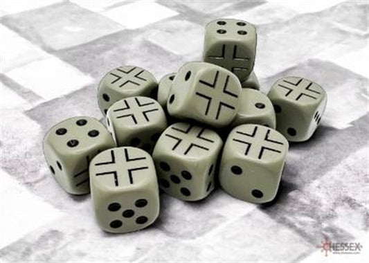 Chessex Dice: Germany War Dice Opaque Dark Grey/black 16mm d6 Dice Block