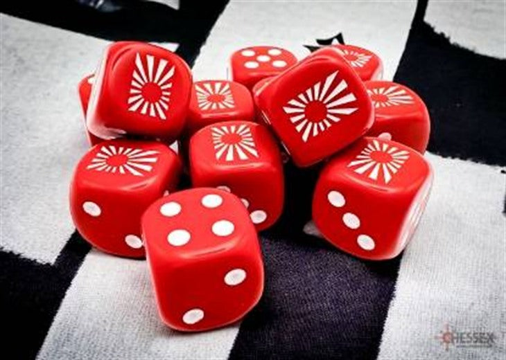 Chessex Dice: Japan War Dice Opaque Red/white 16mm d6 Dice Block