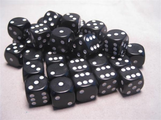 Chessex Dice: Opaque 12mm d6 Black/white Dice Block (36 dice)