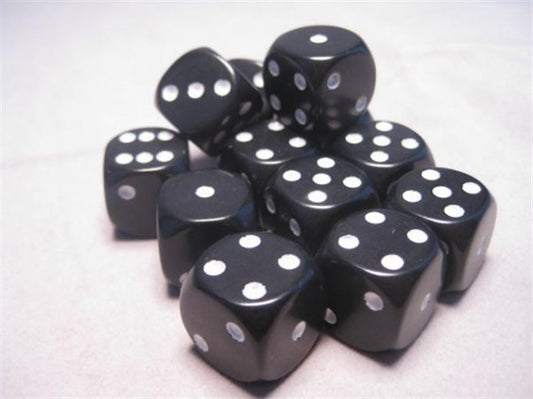 Chessex Dice: Opaque 16mm d6 Black/white Dice Block (12 dice)