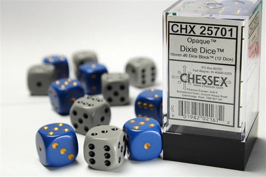 Chessex Dice: Opaque 16mm d6 US Civil War Dice 12-Die Set