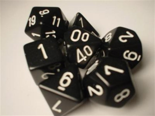 Chessex Dice: Opaque Polyhedral Black/white 7-Die Set