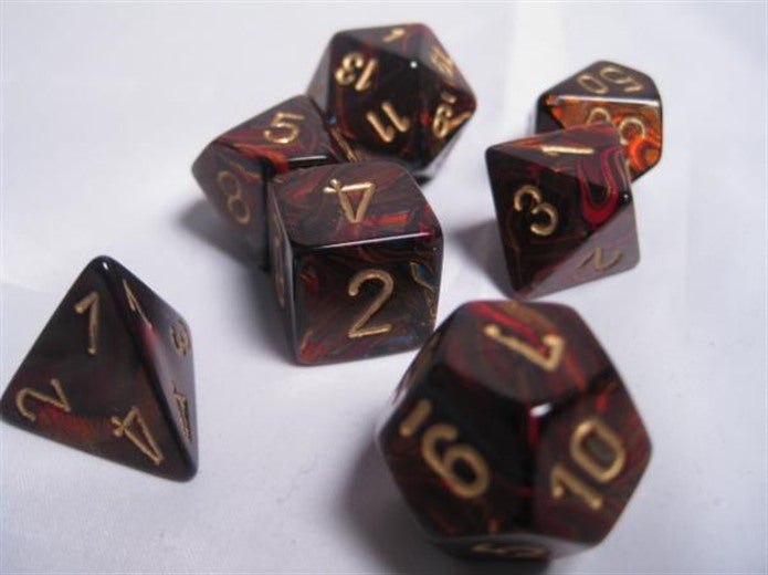 Chessex Dice: Scarab Polyhedral Blue Blood/gold 7-Die Set