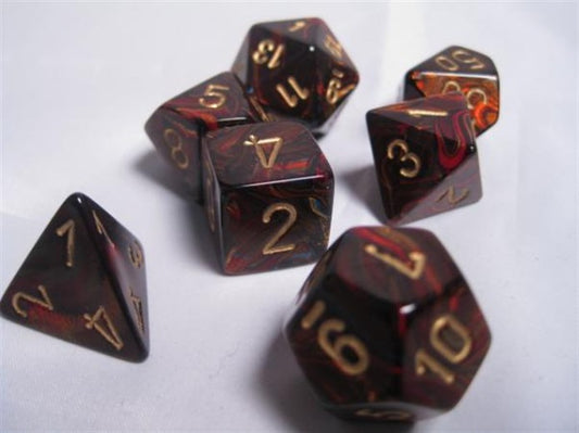 Chessex Dice: Scarab Polyhedral Blue Blood/gold 7-Die Set