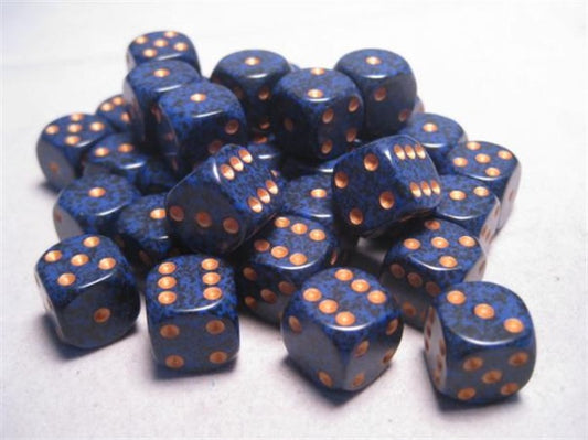 Chessex Dice: Speckled 12mm d6 Golden Cobalt Dice Block (36 dice)
