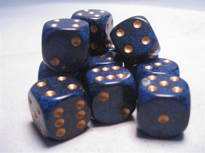 Chessex Dice: Speckled 16mm d6 Golden Cobalt Dice Block (12 dice)