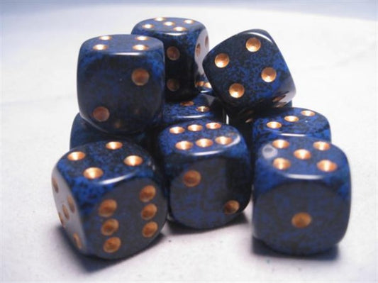Chessex Dice: Speckled 16mm d6 Golden Cobalt Dice Block (12 dice)
